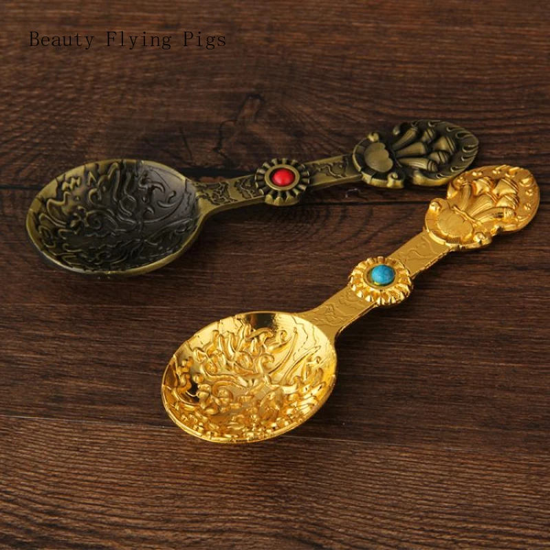 1pc Metal Offering Fire, Offering Sweet Dew Spoons Butter Spoon Esoteric Magic Tool Feng Shui Accessories Feng Shui Decoration