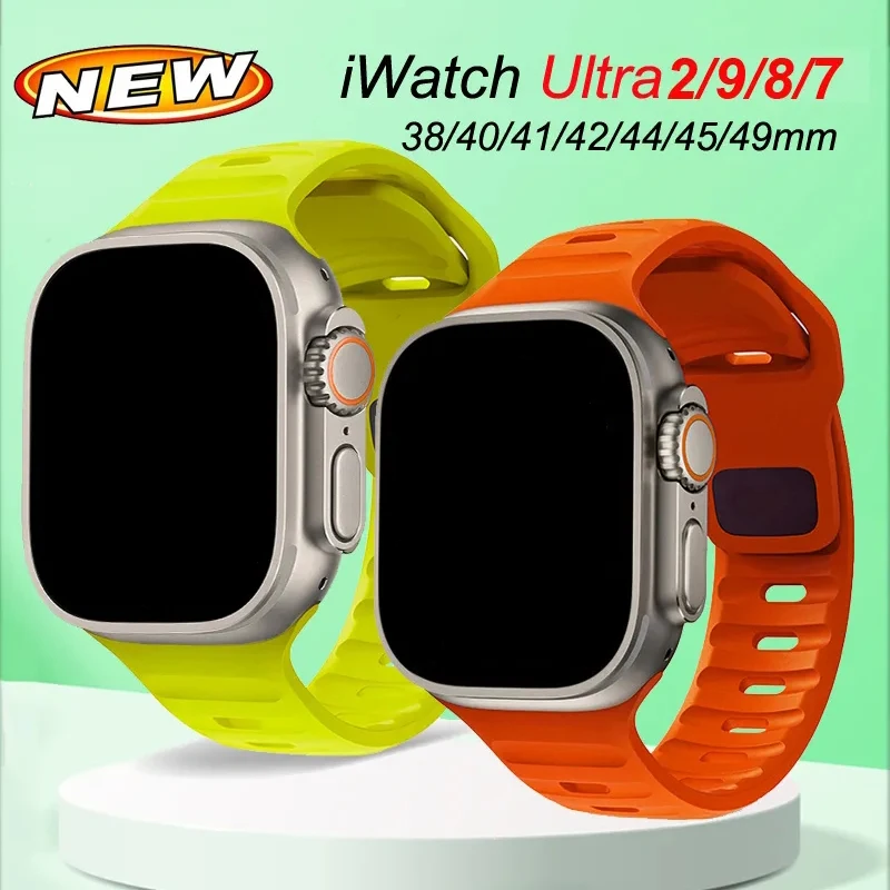 Soft Silicone Strap For Apple Watch Band S10 49mm 44mm 45mm 42mm 41mm 42mm Sport Watch Band iWatch Serise 5 6 7 8 9 Bracelet image 5