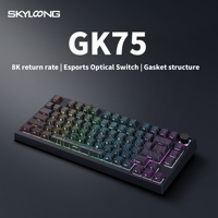 SKYLOONG GK75 Wired Keyboard with Optical Switches 8000Hz Reporting Rate PBT Keycaps RGB Backlight for Esport Gamers WaterProof