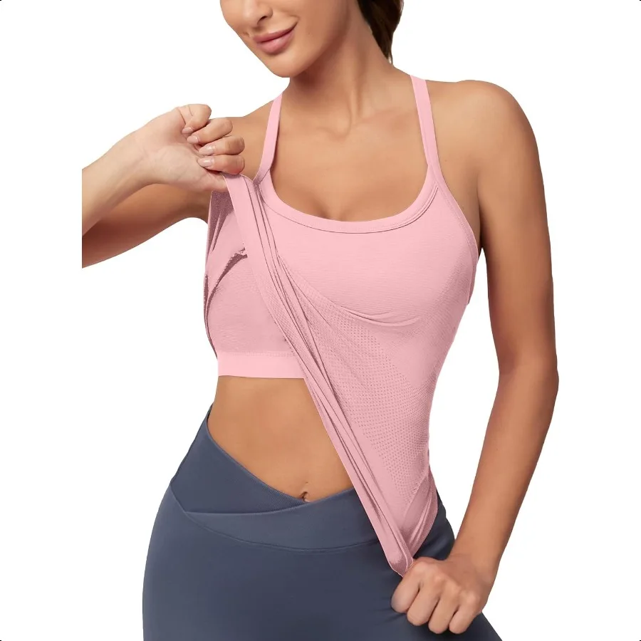 MathCat Workout Tank Tops for Women with Built in Bra Sleevel Gym Tops Seaml Racerback Athletic Yoga Shirts