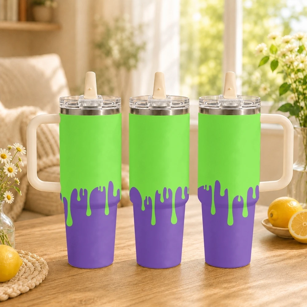 Halloween Ooze Slime Drip Vacuum Flasks 40oz Thermal Tumbler with Handle Stainless Steel Vacuum Insulated Water Portable Mug Cup