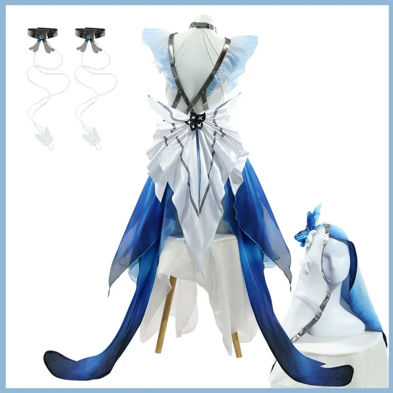 

Game Wuthering Waves Rover Shorekeeper Cosplay Costume THE BLACK SHORES White Skirt Wig Woman Sexy Carnival Halloween Suit vl;6