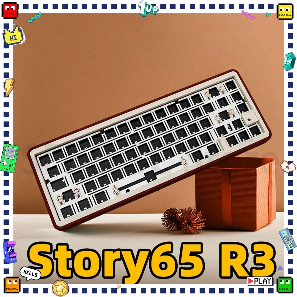 

Story65 R3 Mechanical Keyboard Aluminium Alloy Wireless Keyboard Kits Three Mode Gaming Keyboard Gasket Hot Swap Pc Accessories