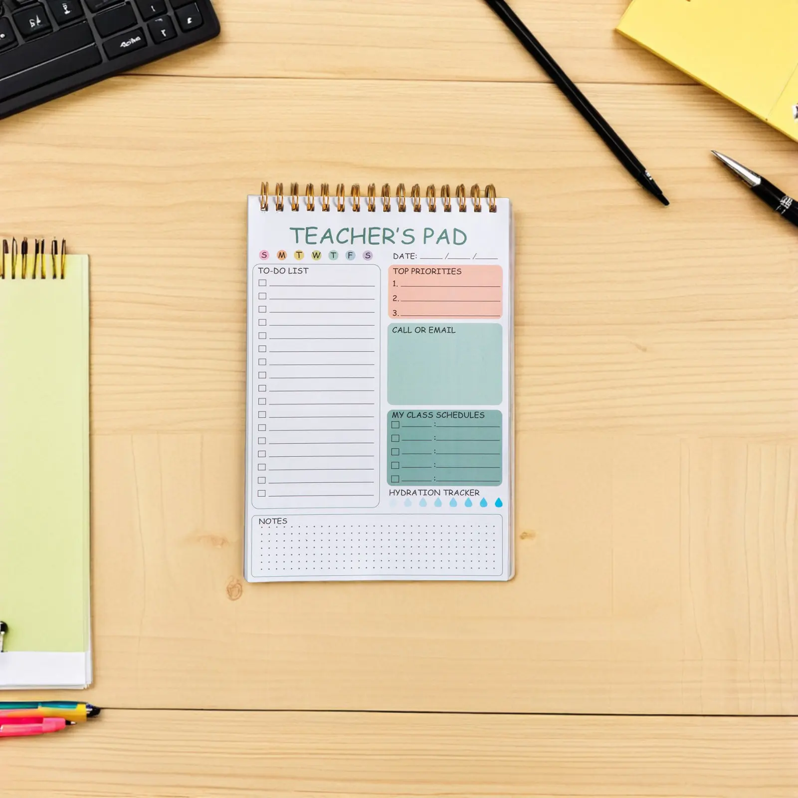 Teacher Planner Notepad 3 Piece Spiral Daily Task Checklist Organizer 9 Inch Work Notes To Do List Agenda