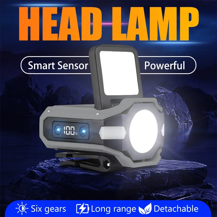 F2 LED Cap Clip Faro COB Lampada frontale Lampada frontale a induzione Batteria incorporata Torcia frontale ricaricabile USB Luce da pesca