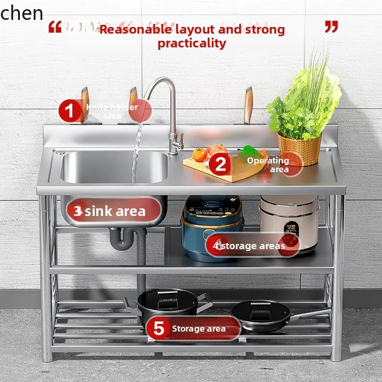 CZ  Sink Kitchen Water Stopper Vegetable Washing Basin Dishwashing Sink Countertop Integrated Cabinet Double Single Sink