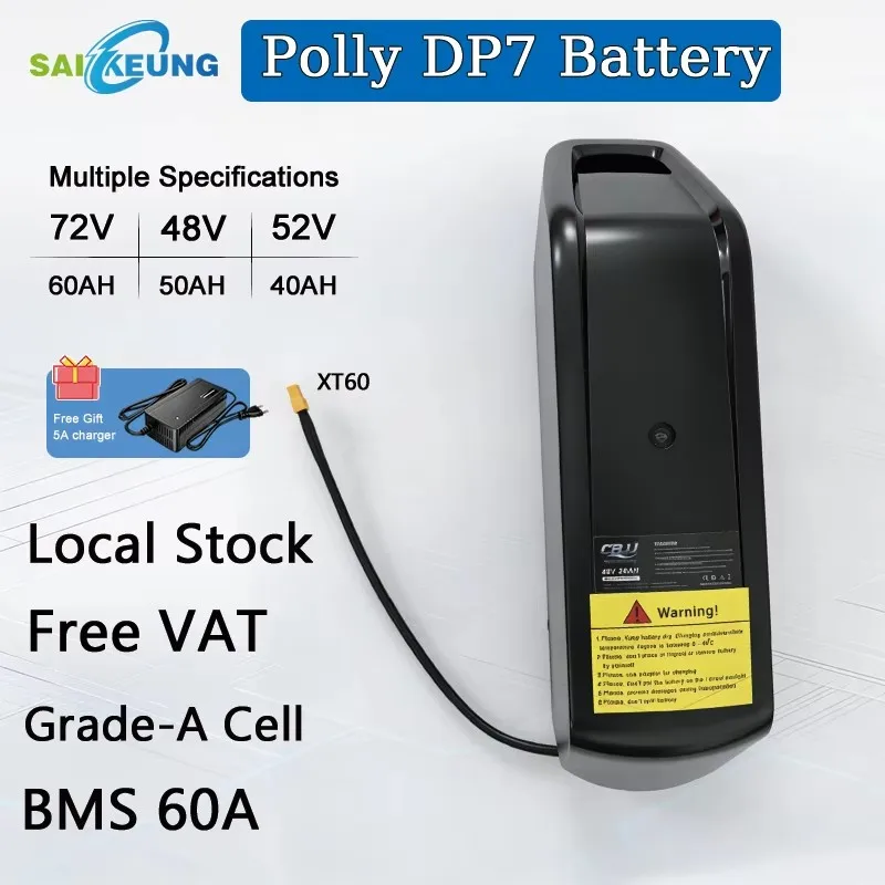 

Originele Hailong Polly Dp7 36 48 52 60 72 V 20s 45a Lithium 72v 50ah 60 40 48 35 30 25 20 Ah 3000w Bicycle Battery with Charger