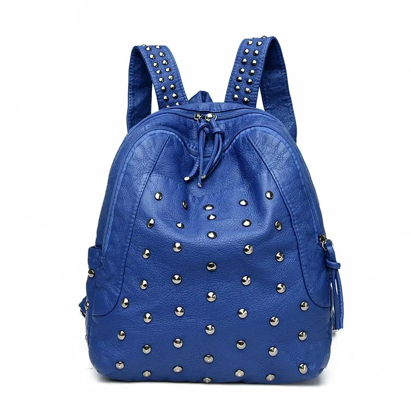 

2024 New Trendy Korean Version Versatile Rivet Soft Leather Backpack For Women Simple And Casual Large Capacity Fashion Backpack