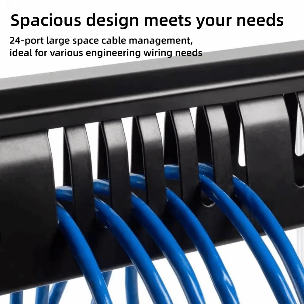 1U Cable Management Horizontal Mount 12/24 Slot Metal Wiring Duct 19inch Server Rack Wire Organizer Internet Cafe Wiring