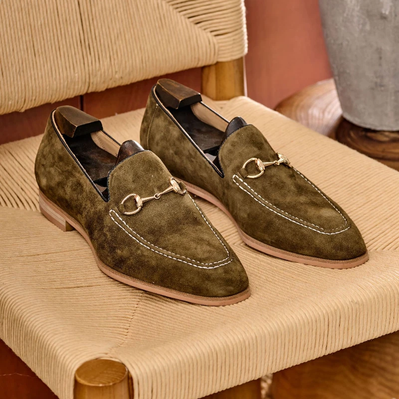 

Men Loafers Genuine Leather Metal Buckle Decoration Low Cut Business Casual Men Shoes