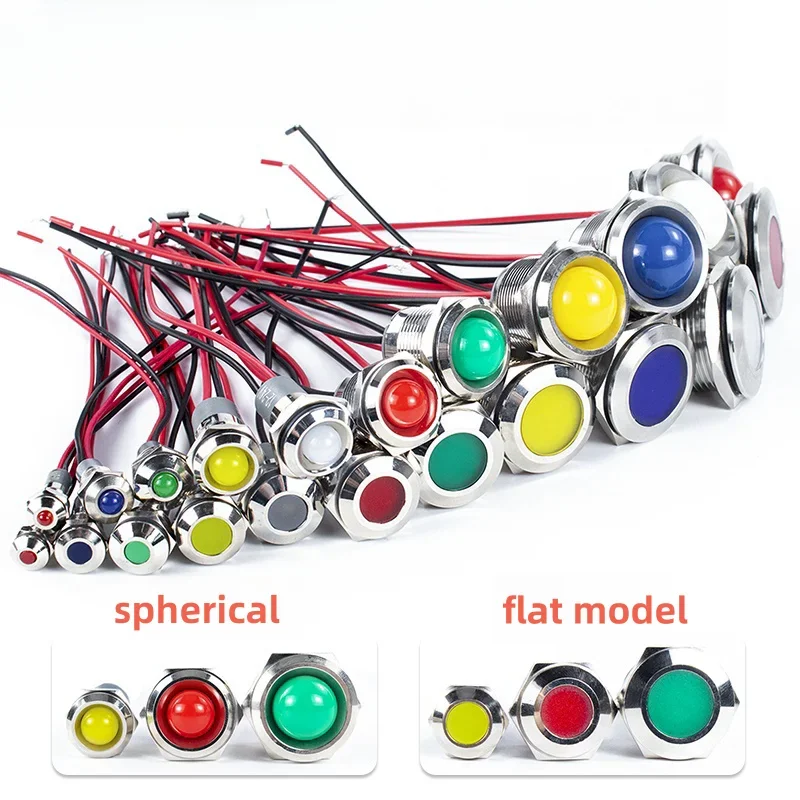 6mm 8mm 10mm 12mm 14mm 16mm 19mm Warning Indicator Signal Indicator Line 1pcs 3V 5V 12V 24V 110V 220 Waterproof IP65 Metal LED