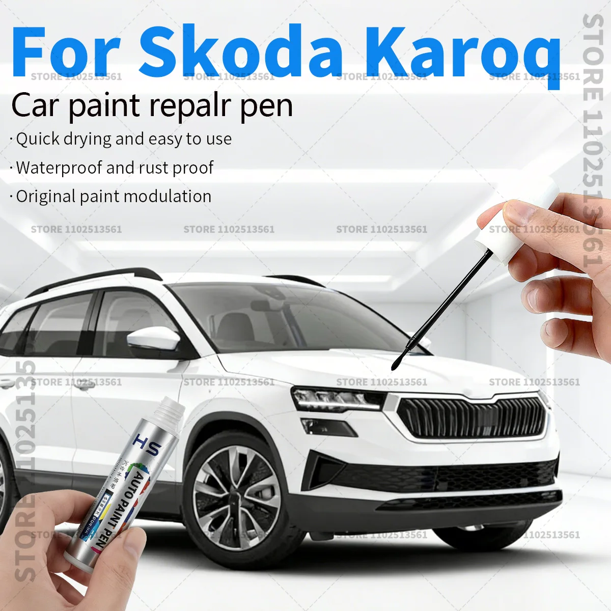 

Ручка-корректор для ремонта лакокрасочного покрытия автомобиля, аксессуары для устранения царапин, черный, белый, оранжевый, серебристый, синий, красный, зеленый, серый цвета, для Skoda Karoq 2017-2025 NU
