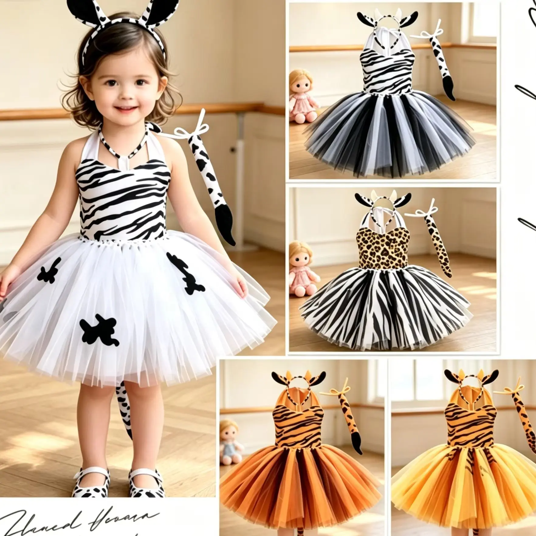 

Print Tutu Dress, Cow Tiger Animal Cosplay Costume, Animal Style for Dance Performance Birthday Halloween Theme Carnival Party