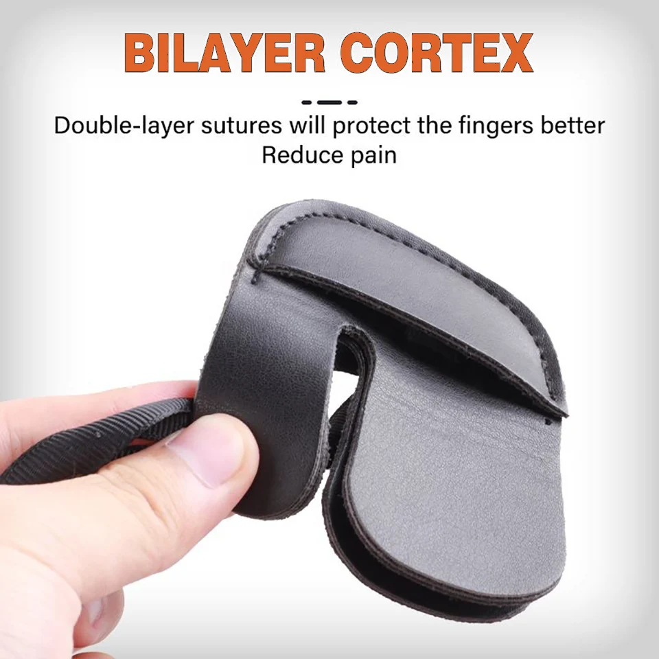 Protector dedo cuero arco recurvo – Ajustable para caza y práctica - imagen 2