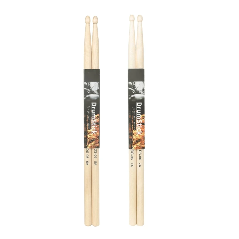 yunyun 12Pair 5A/7A Drum Stick Comfortable Hand Grip Drumstick Nonslip Light weight Maple Wood Drumsticks for Drummer, Beginner