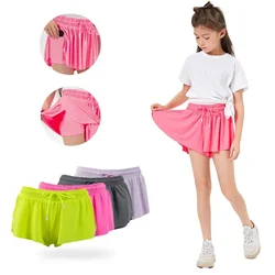 Cute Girls' Sports Shorts with Pockets for Dancing,Running,Yoga,Tennis - Kids' Athletic Exercise Training Bottoms Parent-child