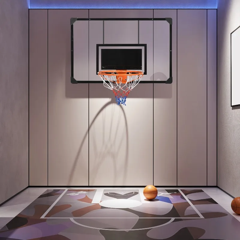 

Wall Mount Basketball Hoop 445x2875 Inch Shatterproof Backboard Steel Rim Adjustable Height Home Garage Indoor Outdoor Black