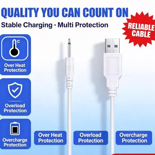 USB to DC 2.5mm Charging Cable Overheat Overcharge Protection Universal DC Power Supply Cord Replacement Charger Line