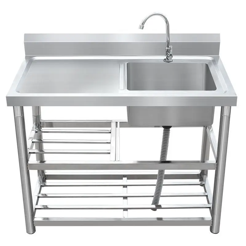 

Stainless steel vertical unibody, sink, countertop, kitchen, outdoor, workbench with stove