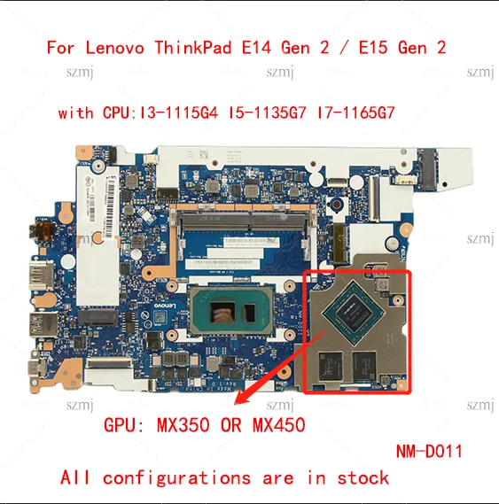 New ThinkPad GE4B0 GE5B0 E14 E15 Gen 2 Laptop motherboard SN NM-D011 FRU PN 5B21K59852 CPU I31115G4 i51135G7 i71165G7 UMA GPU