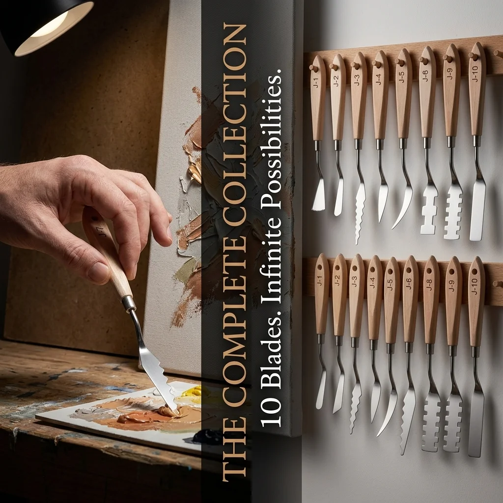 10Pcs Shaped Palette Knife Set, Stainless Steel Oil Painting Scrapers Mixing Tools for Acrylic Canvas Art, Supplies for Artists