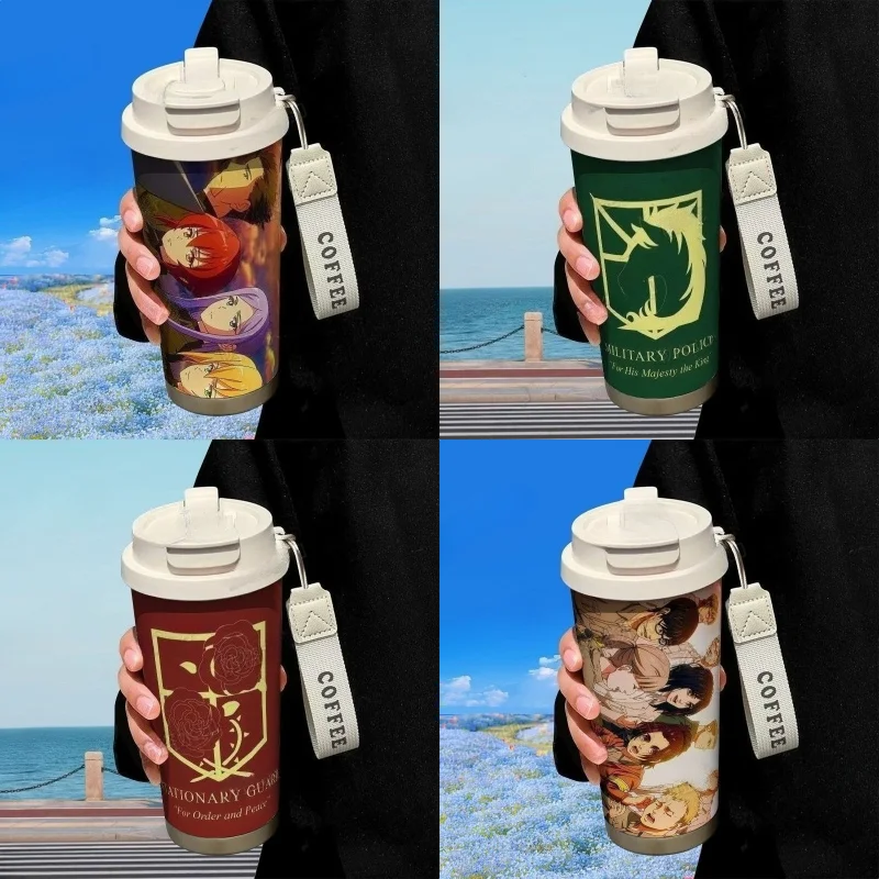 

New Attack On Titan Eren Jaeger Mikasa Ackerman mug creative high-value cartoon diy printing large-capacity portable coffee cup