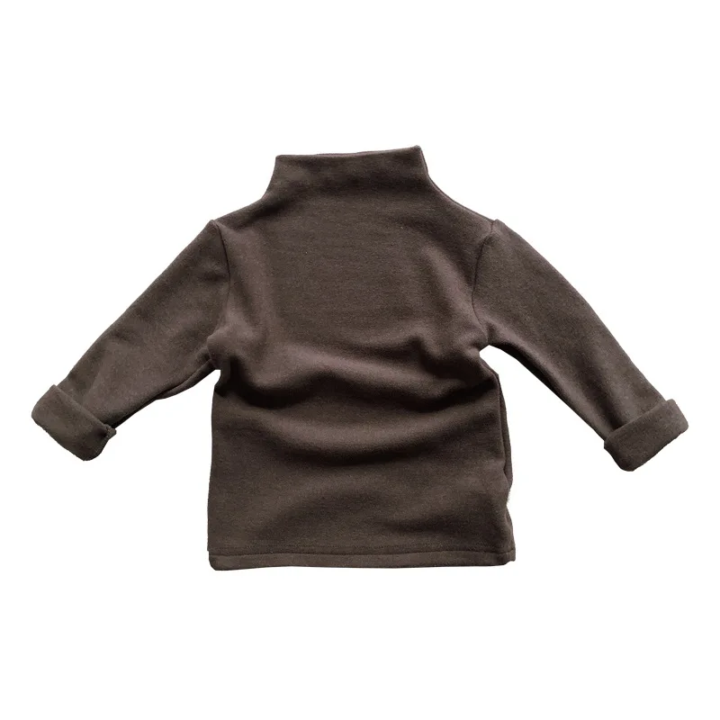 Children Half Turtleneck Solid Bottoming Shirt Autumn Winter Casual Simple Long Sleeves T-shirt Cool Boy All-match Cotton Tops