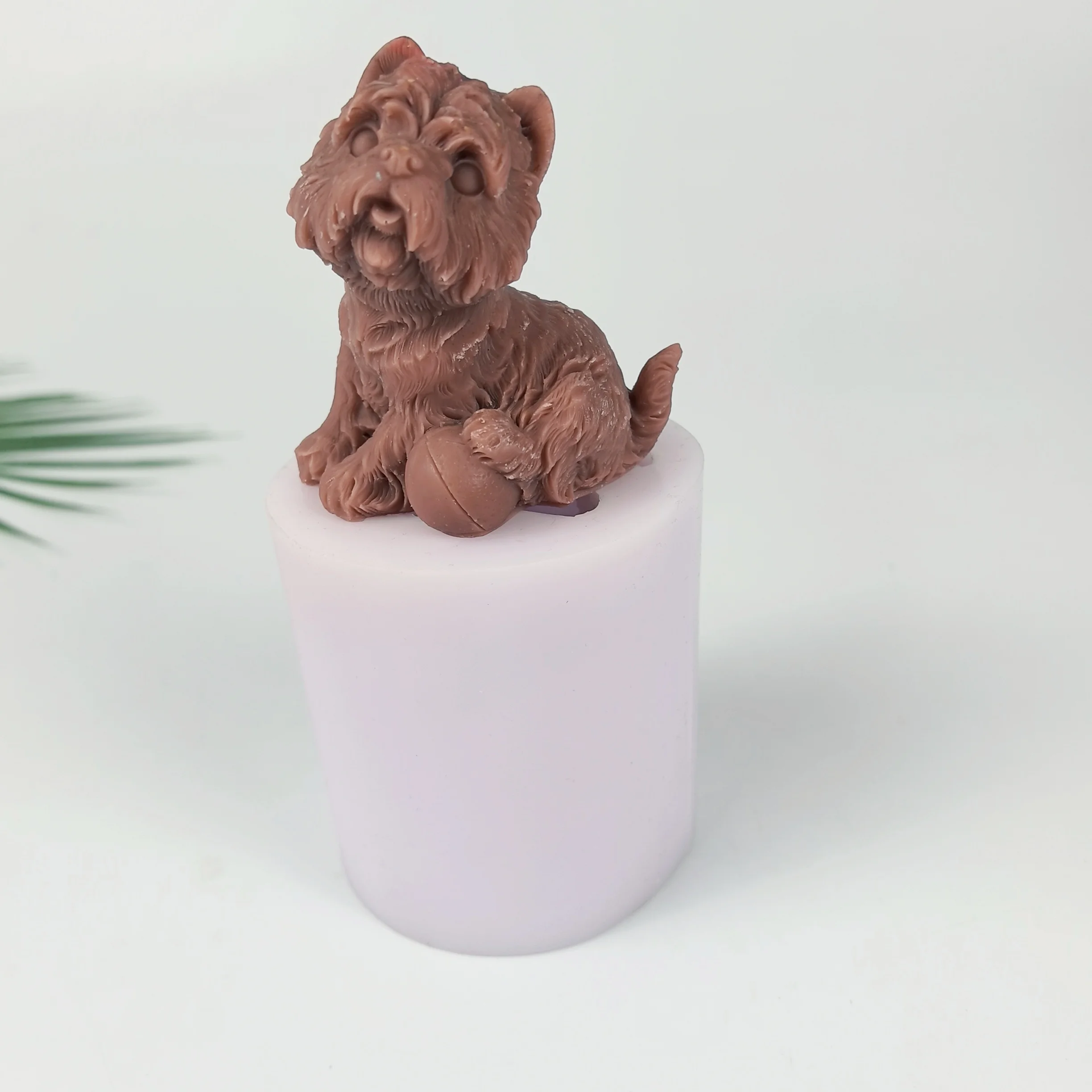 

3D Animals Mold Schnauzer Moulds Dog Play Ball Silicone Candle Soap Molds Cake Decor Wedding Birthday Candles Handmade DW0884
