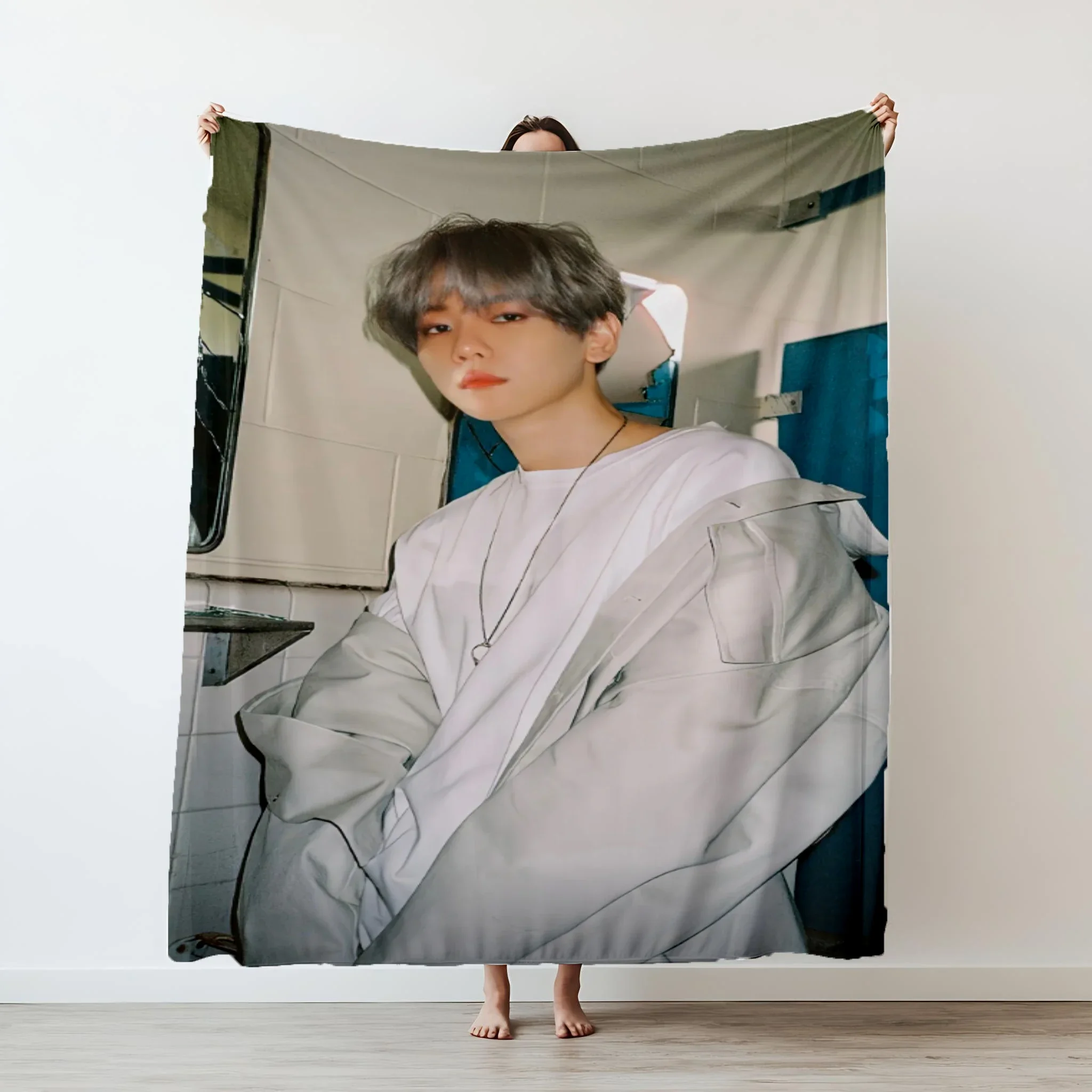 

KPOP BBAEK HYUN индивидуальное фланелевое одеяло с кондиционером для сна на диване, домашний текстиль
