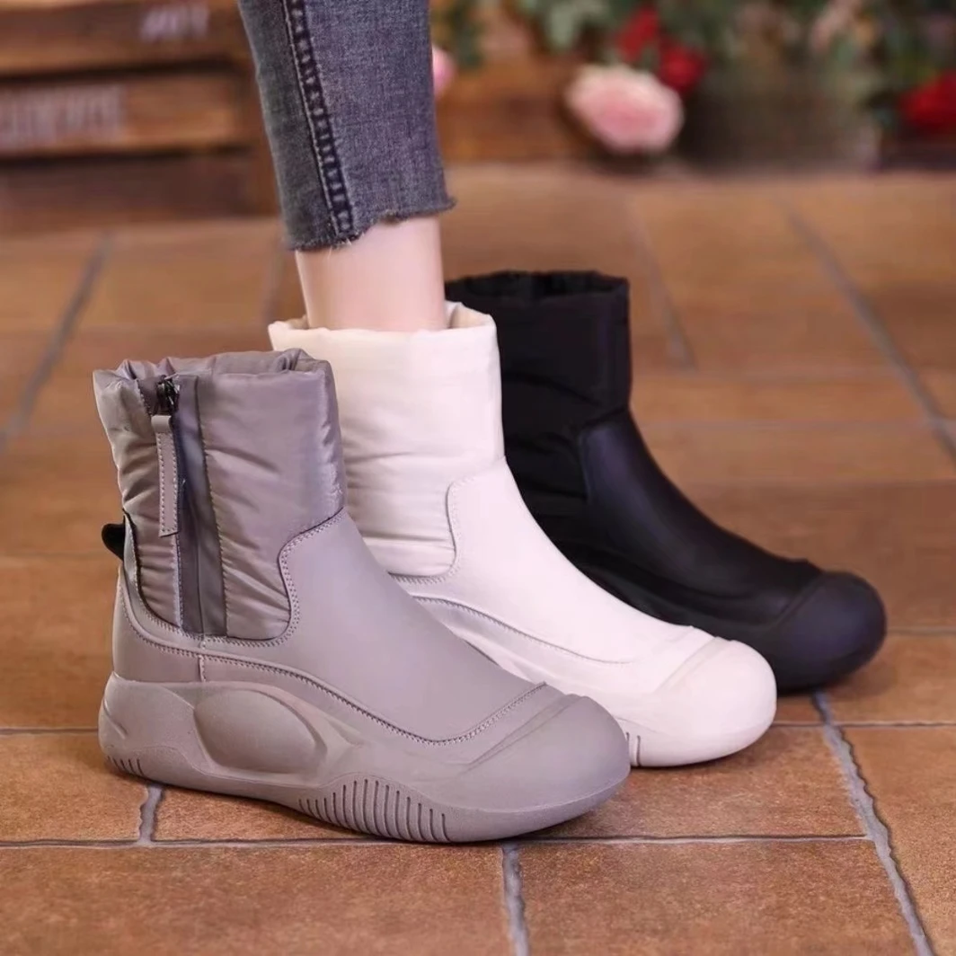 Snow boots for women 2024 new cotton shoes winter with plush and thick women's shoes thick sole anti slip and warm boots