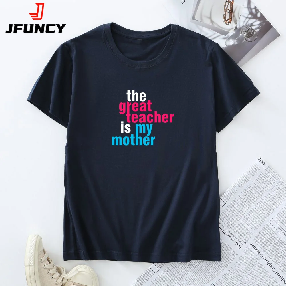 

JFUNCY Summer Female Tshirt Woman Tees Short Sleeve T-shirt Oversized Women's Tops New Graphic T Shirts Women Cotton Clothing