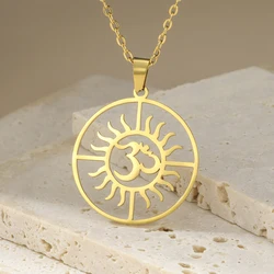 Dawapara Ohm OM Classic Symbol of Peace Women Necklace Sunshine Pendant Yoga Jewelry Stainless Steel Spiritual Amulet