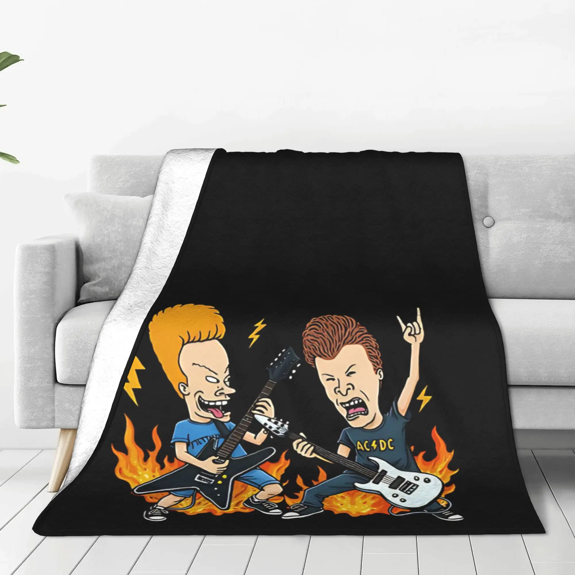 1PC Home Cutecore Retro Rock Beavis and Butt Head Blanket Super Cosy Plush Home Living Room Sofa Halloween