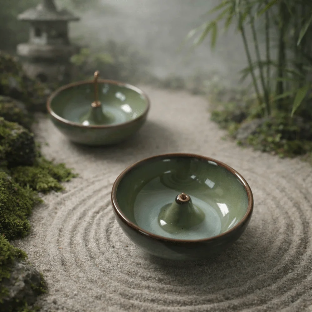 

Decorative Retro Incense Holder Round Sturdy Incense Stick Burner Ceramic Zen Style Agarwood Tray Meditation