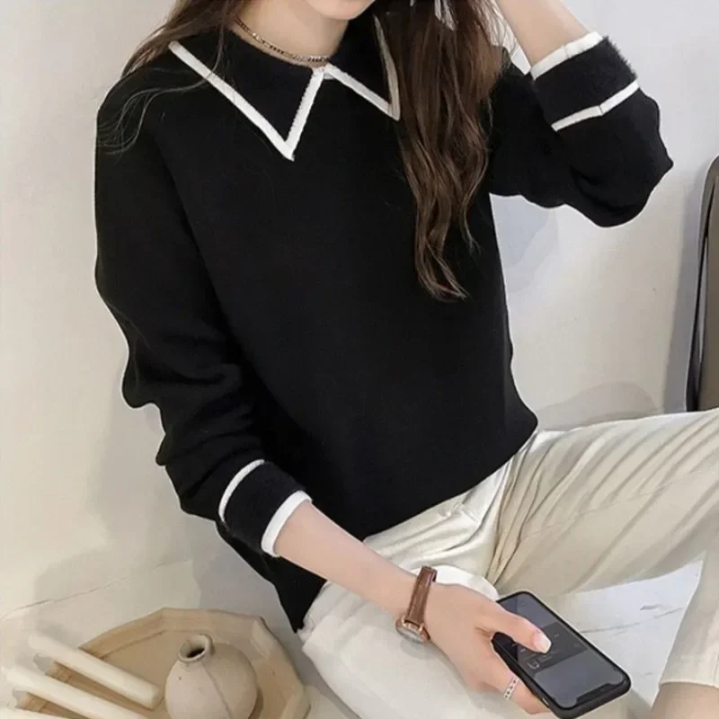 Women\'s Knit Sweater Long Sleeve Polo Basic Ladies Pullovers Winter 2024 Fall Attractive Korean Fashion Hot Sale New Knitwear