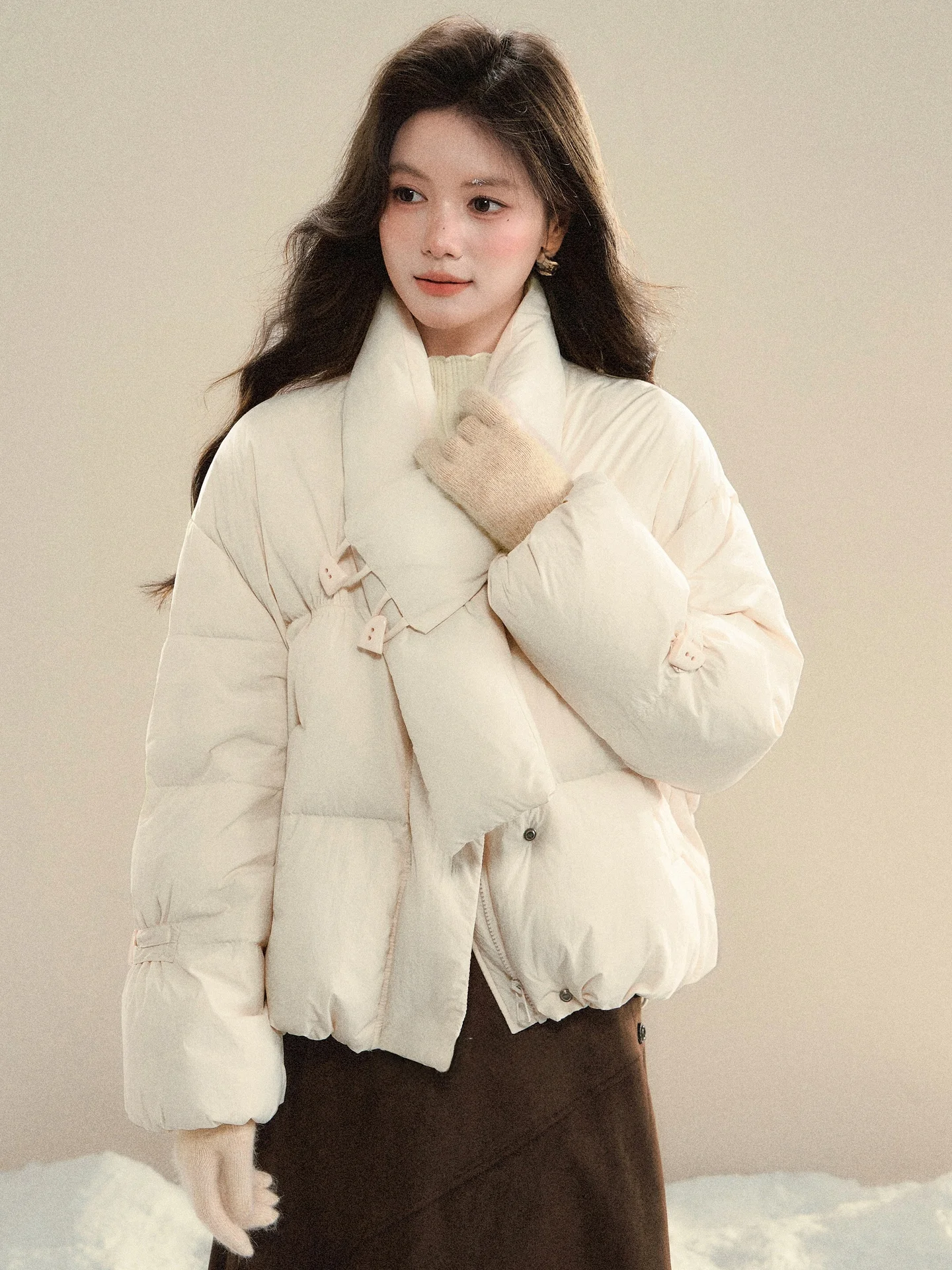 

Warm Du down Jaet Women's Coat Scarf Collar Li Las Velvet 90 White Du down Design Autumn Winter Outerwear Light Yellow