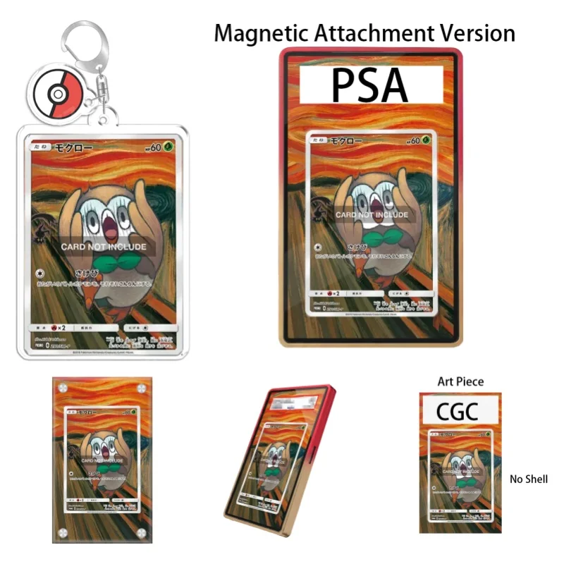 Porte-clés en acrylique avec vitrine pour collection d'art, thème Pokémon Van Gogh The Scream Collaboration Rowlet Anime, cadeau pour fans d'art