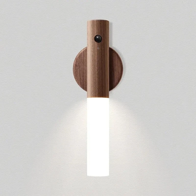 LED Wood USB Night Light Magnetic Wall Lamp Kitchen Cabinet Closet light Home Staircase Bedroom Table Move Lamp Bedside Lighting