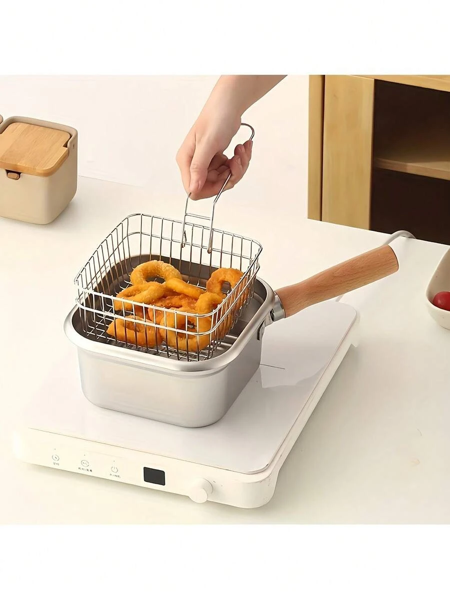 Stainless Steel Square Frying Pan, Household Milk Pot Noodle Pot, Outdoor Portable Tempura Fryer, Compatible With Common Stoves, For Cooking, Holding Soup, Serving Food  sh251129428039208854
