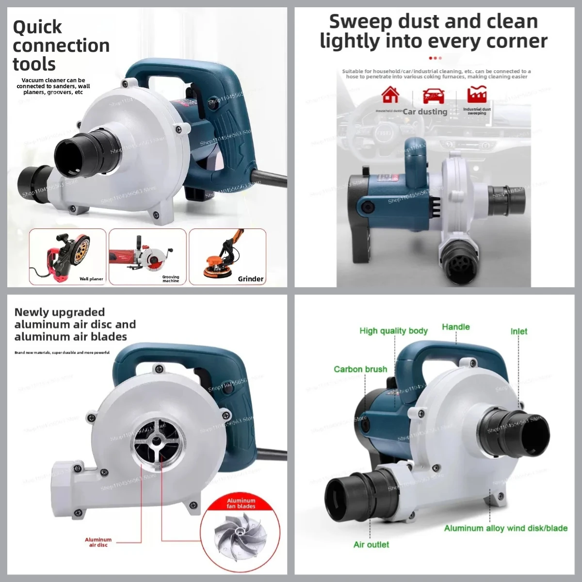 1680W Dust Collector – Blower & Suction Vacuum for Electric Cutting/Slotting/Milling Machines
