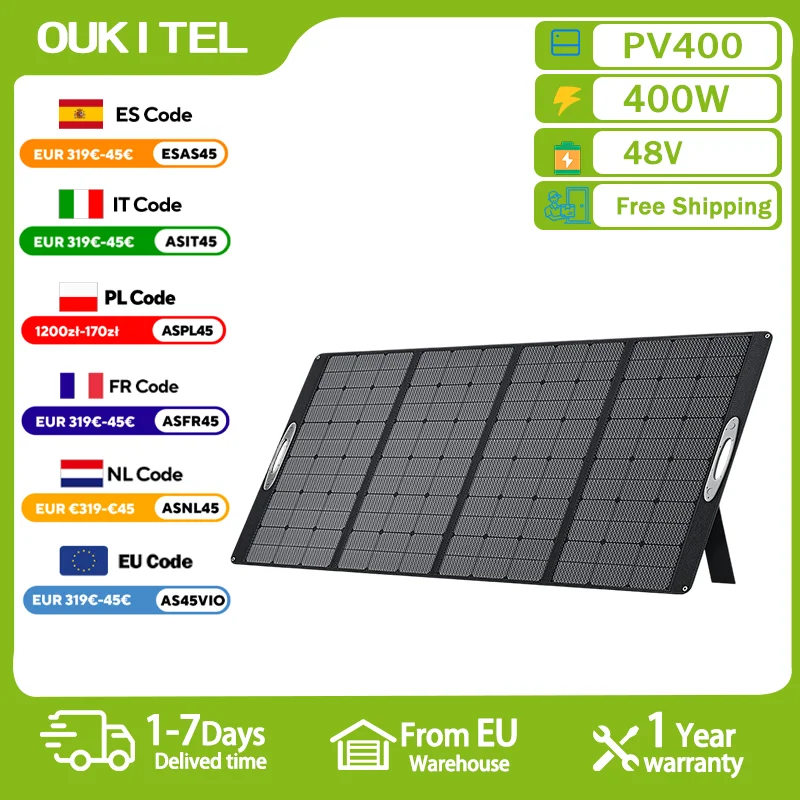 OUKITEL PV400 400W panneau solaire pliable Portable taux de Conversion d'énergie 23% panneau de charge solaire de camping étanche en plein air