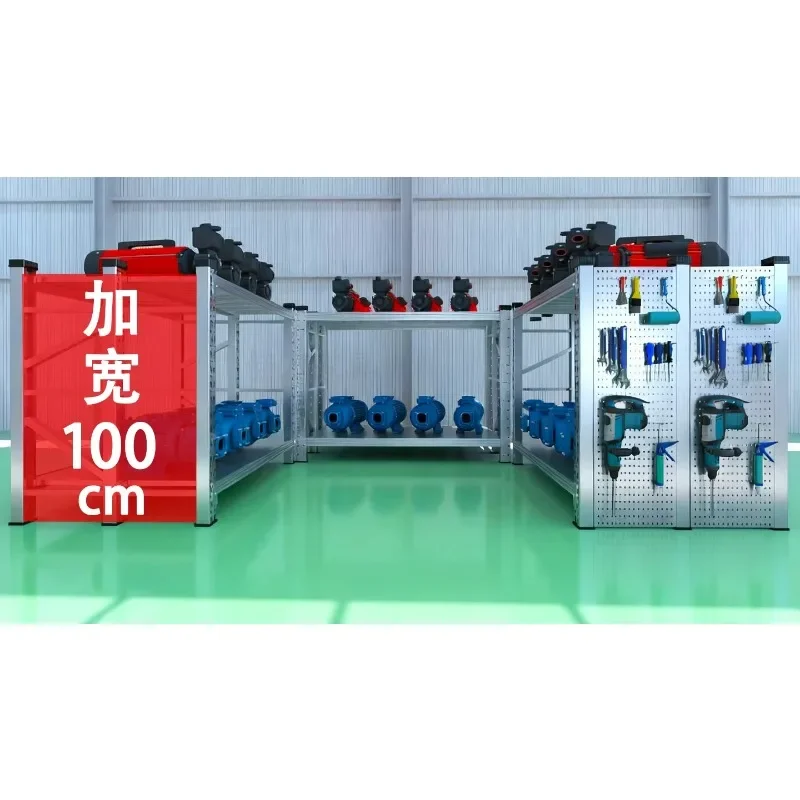 100Cm widened two-layer 304 stainless steel hole plate heavy-duty shelf workshop storage room multi-layer cargo rack