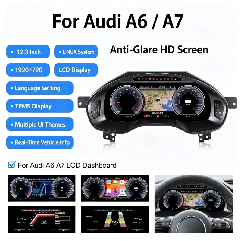 Hot Sale 12.3 2013-2018 for Audi A6 A7 Dashboard Cluster Digital Cluster Lcd Dashboard Digital Dashboard Carplay Speedometer
