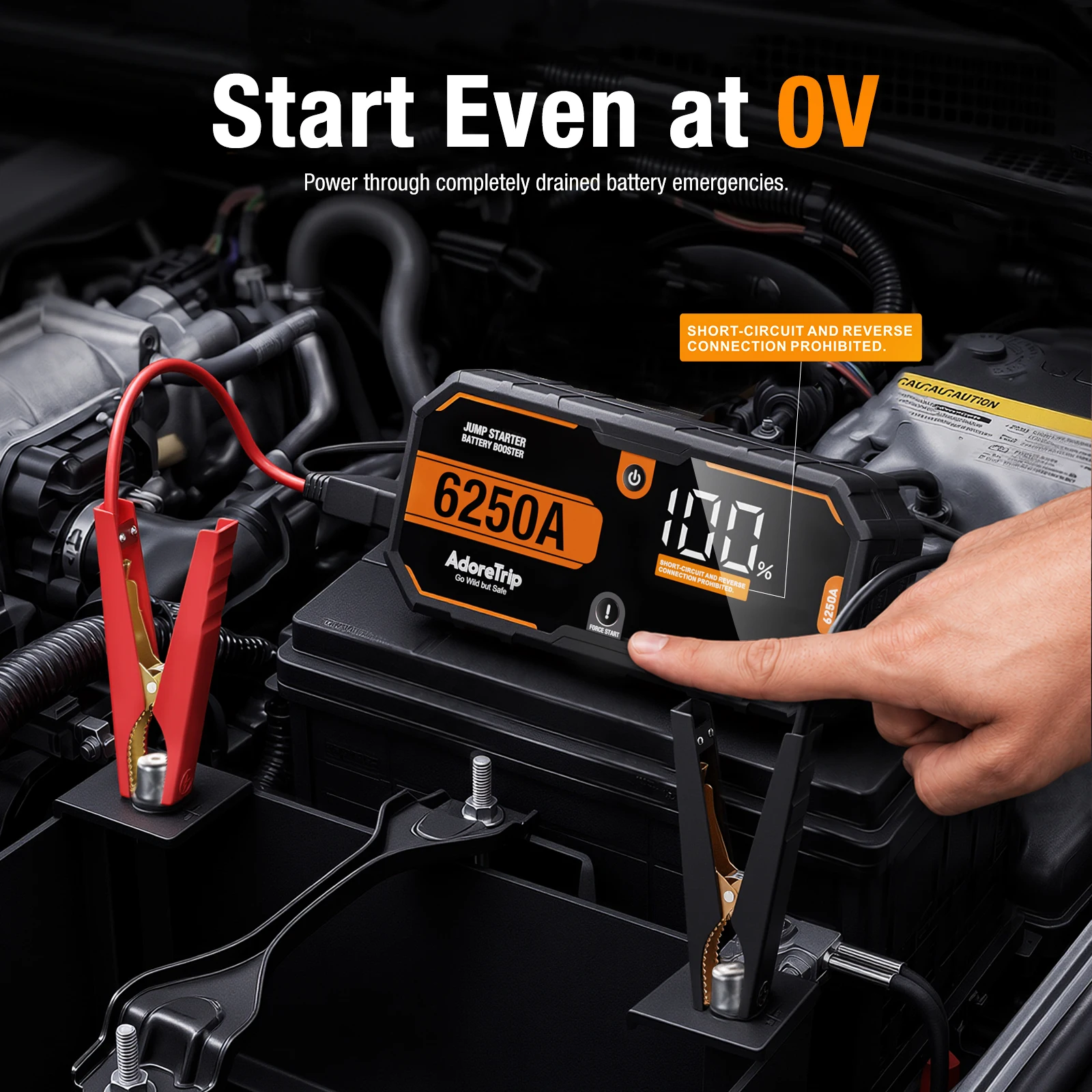 AdoreTrip Car 6250A Portable 12V Jump Starter Power Bank Auto Battery Booster Starter Device For Pickups SUV OffRoad 4x4 Boats