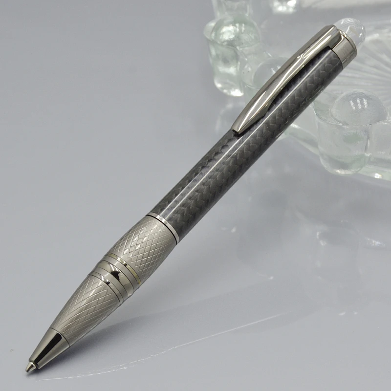 luxury Black carbon fibe MB ballpoint pen / roller ball pen with Crystal Head office stationery supplies write ball pens