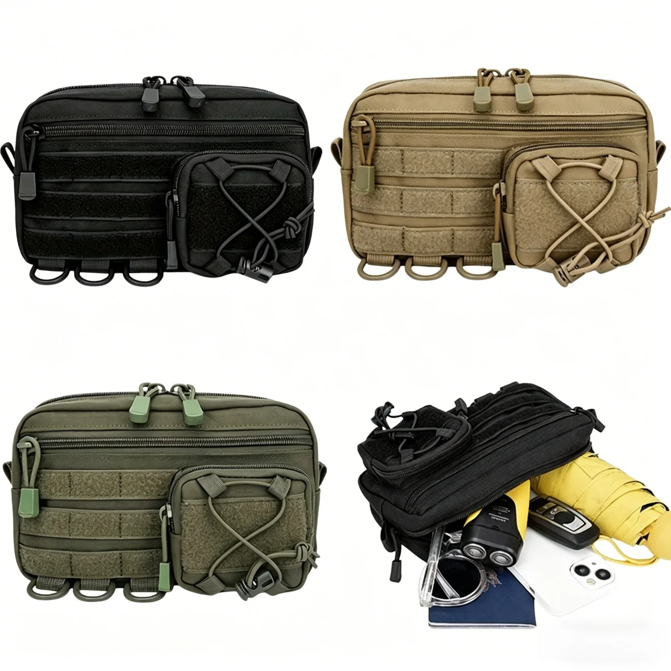 1000D EDC Pouch Molle Organizer Bag Horizontal Modular Utility Tool Pouch Outdoor Waist Pack EMT Hunting Fanny Pack