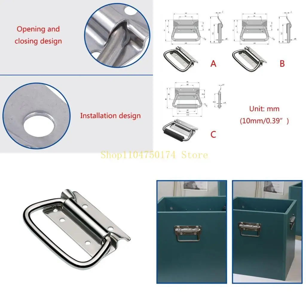 

Chest Handle Stainless Steel Pull Handle Chest Ring Handle Folding Handle with Rubber Grip for Toolboxes Chest Cases top sale