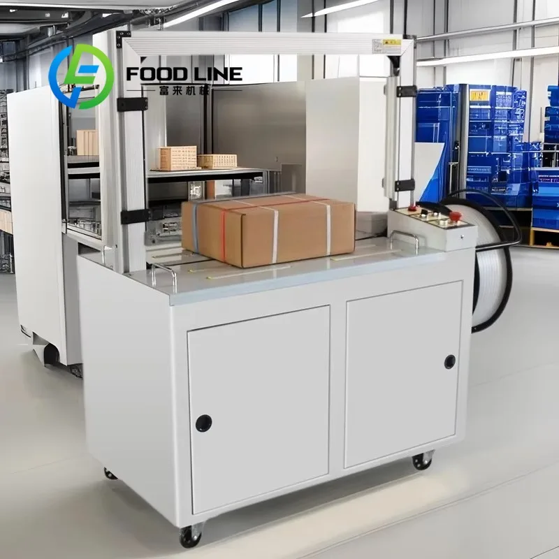 Automatic Vertical Strapping Machine Professional For Tall Carton Stacked Goods And Vertical Placed Product Packaging