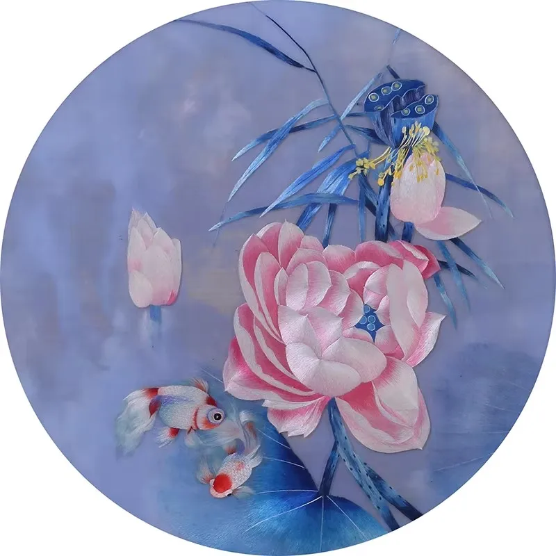 

Набор для вышивания своими руками для начинающих, комплект для вышивки на стену с узором «Лотос и рыба»