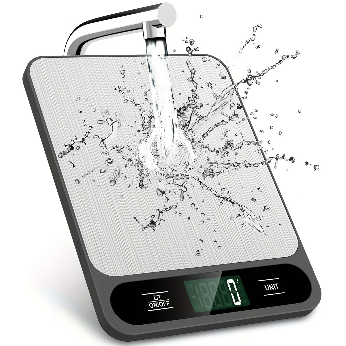 1 Stück schwarze Lebensmittelwaage, 10 Kilogramm, digitale Küchenwaage, Gramm und Unzen, 1 g, präzise Waage, leicht zu reinigen, Edelstahl